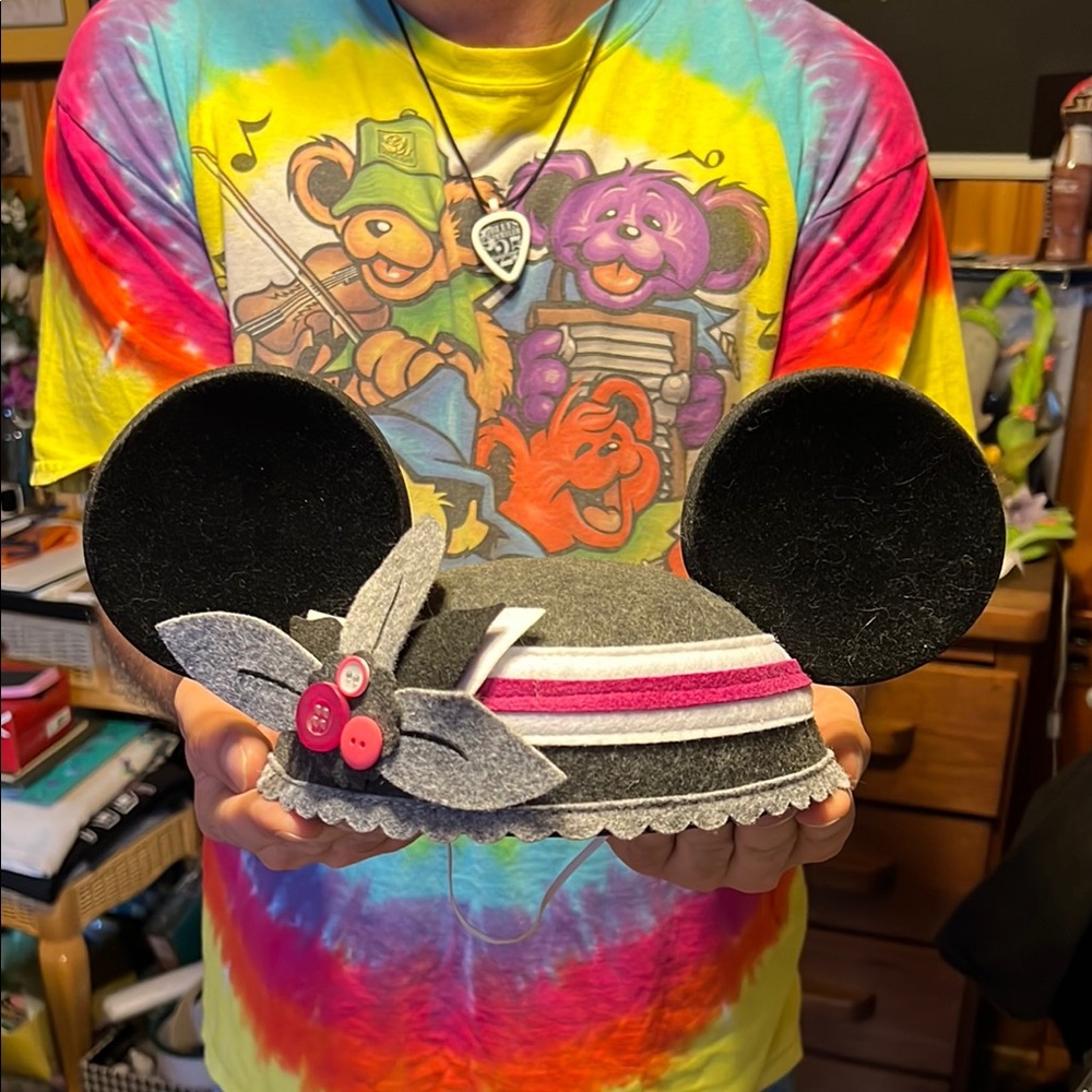 Gray and Pink Mouse Ears Hat